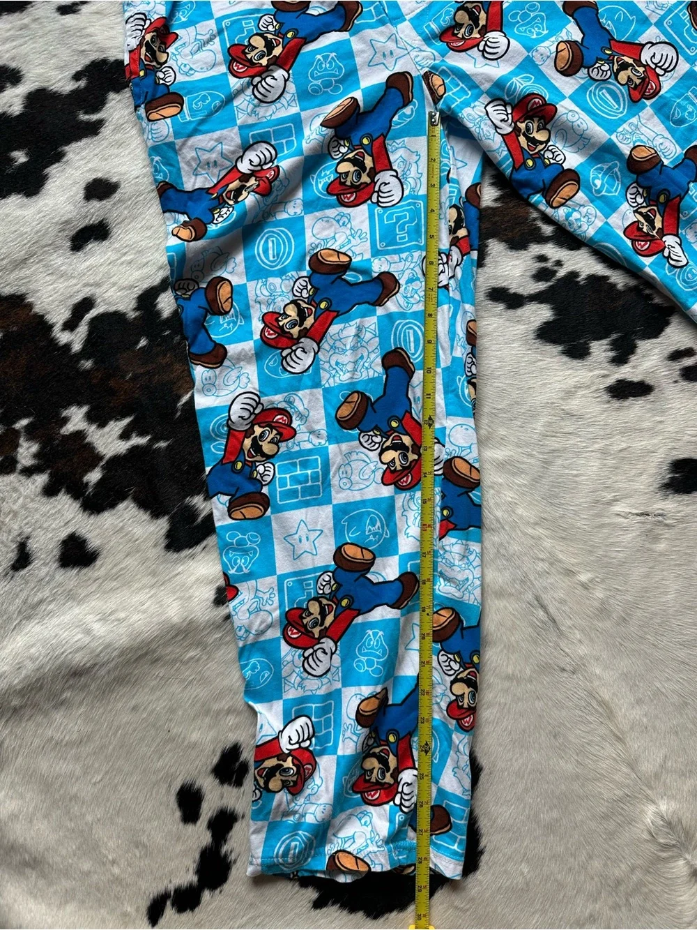 Super Mario Brand Blue Kids Pajama Pants - Cartoon Mario Print Medium